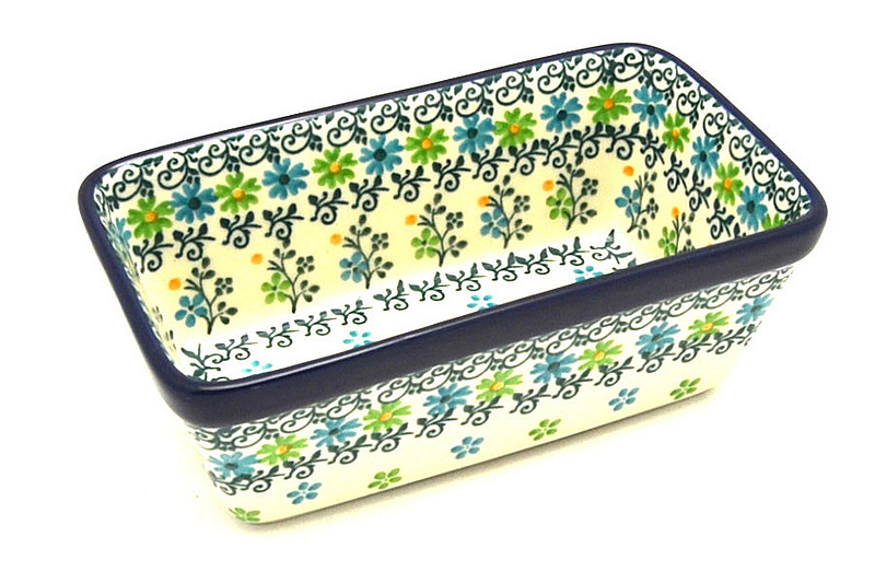 2 1/4"H x 3 3/4"W x 6 1/4"L
 Polish Pottery Baker - Mini Loaf Pan - Summer Sparkle 238-2362a (2 1/4"H x 3 3/4"W x 6 1/4"L
)