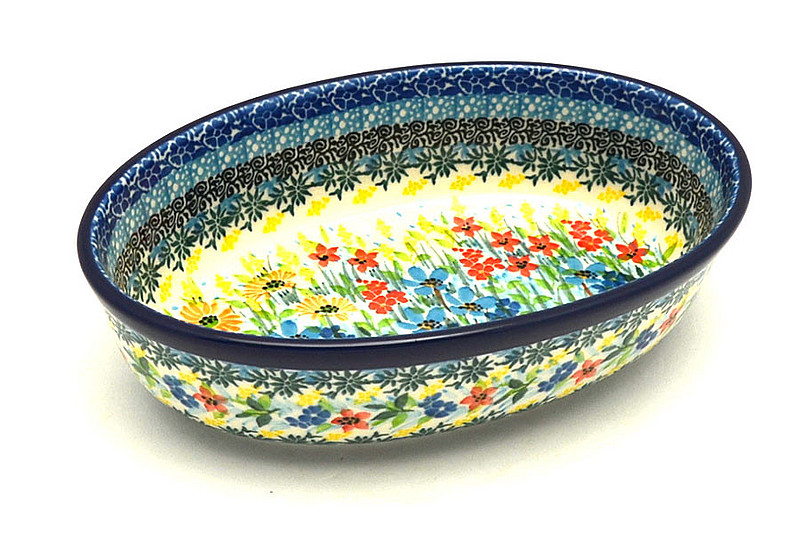 2 1/4"H x 5 1/2"W x 8 1/4"L
 Polish Pottery Baker - Oval - Petit - Unikat Signature - U5187 351-U5187 (2 1/4"H x 5 1/2"W x 8 1/4"L
)