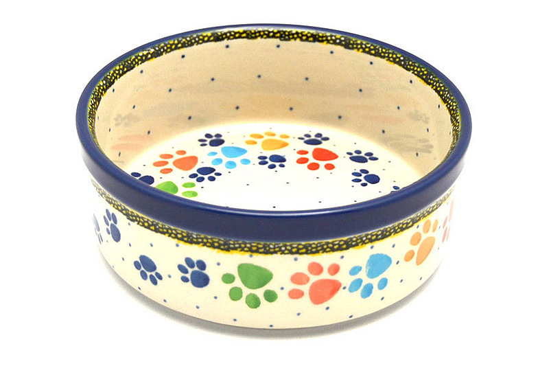 2 1/4"H x 6 1/4"W
 Polish Pottery Pet Dish - 20 oz. - Paw Prints 364-1769a (2 1/4"H x 6 1/4"W
)