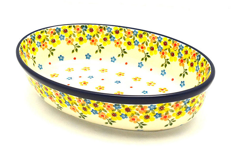 2 1/4"H x 6 1/4"W x 9 1/2"L
 Polish Pottery Baker - Oval - Small - Buttercup 299-2225a (2 1/4"H x 6 1/4"W x 9 1/2"L
)