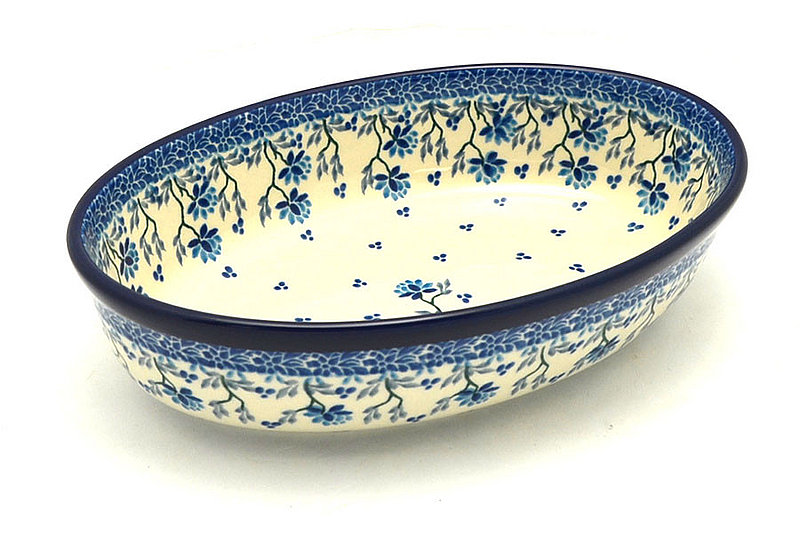 2 1/4"H x 6 1/4"W x 9 1/2"L
 Polish Pottery Baker - Oval - Small - Clover Field 299-2524a (2 1/4"H x 6 1/4"W x 9 1/2"L
)