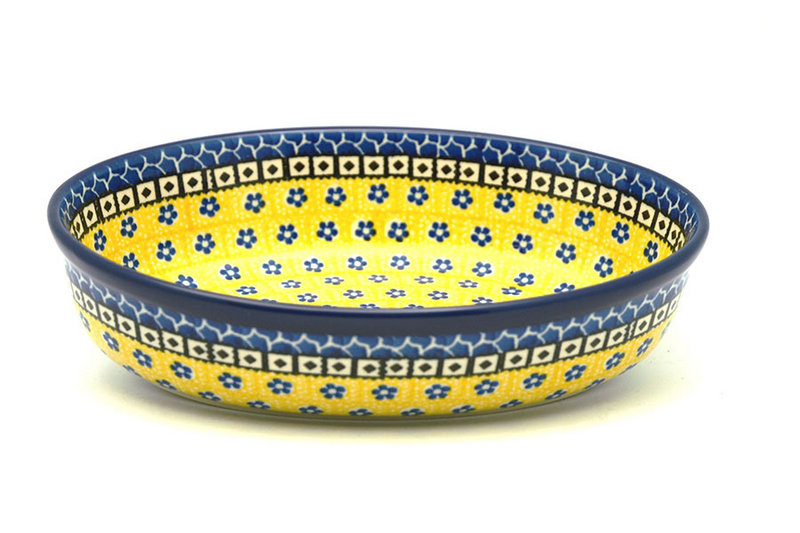 2 1/4"H x 6 1/4"W x 9 1/2"L
 Polish Pottery Baker - Oval - Small - Sunburst 299-859a (2 1/4"H x 6 1/4"W x 9 1/2"L
)