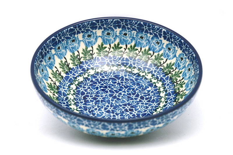2 1/4"H x 6 3/4"W.
 Polish Pottery Bowl - Contemporary Salad - Antique Rose B90-1390a (2 1/4"H x 6 3/4"W.
)