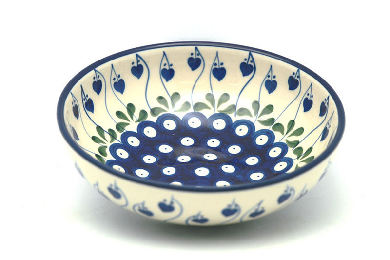 2 1/4"H x 6 3/4"W.
 Polish Pottery Bowl - Contemporary Salad - Bleeding Heart B90-377o (2 1/4"H x 6 3/4"W.
)