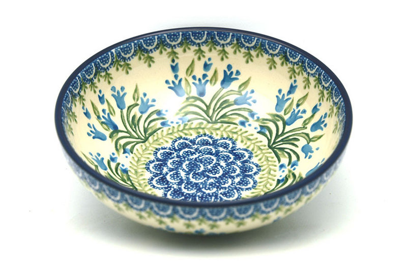 2 1/4"H x 6 3/4"W.
 Polish Pottery Bowl -Contemporary Salad - Blue Bells B90-1432a (2 1/4"H x 6 3/4"W.
)