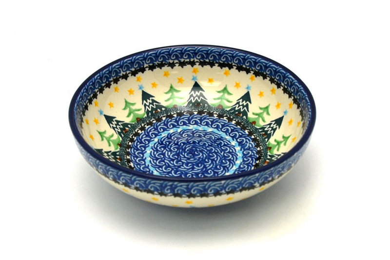 2 1/4"H x 6 3/4"W.
 Polish Pottery Bowl - Contemporary Salad - Christmas Trees B90-1284a (2 1/4"H x 6 3/4"W.
)