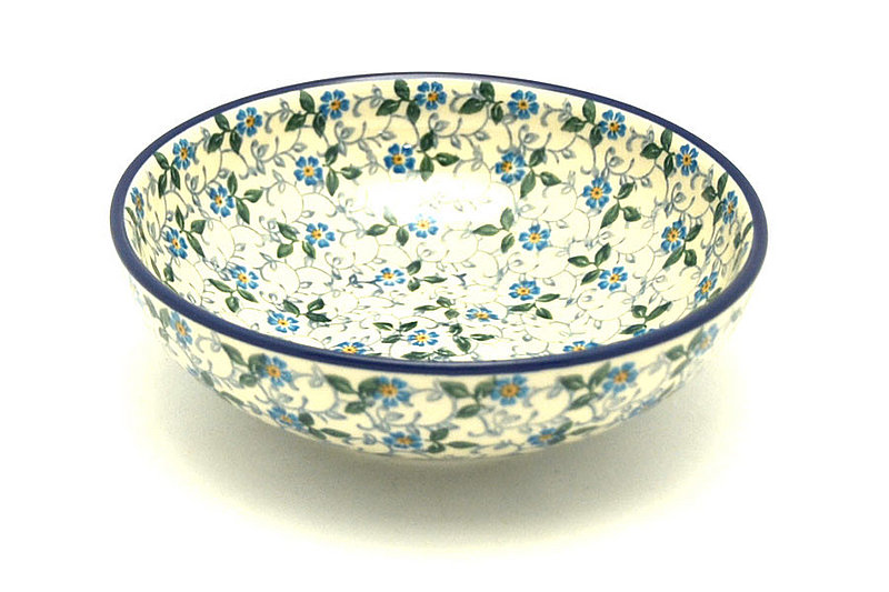 2 1/4"H x 6 3/4"W.
 Polish Pottery Bowl - Contemporary Salad - Forget-Me-Knot B90-2089a (2 1/4"H x 6 3/4"W.
)