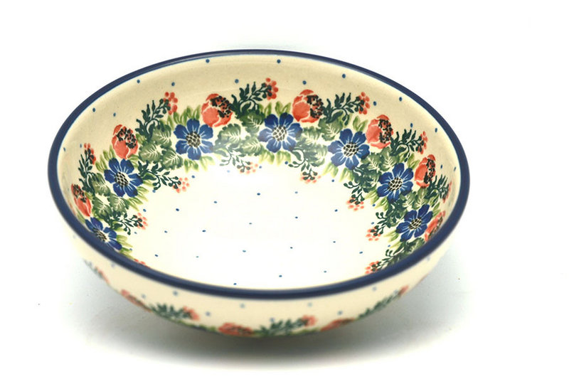 2 1/4"H x 6 3/4"W.
 Polish Pottery Bowl - Contemporary Salad - Garden Party B90-1535a (2 1/4"H x 6 3/4"W.
)