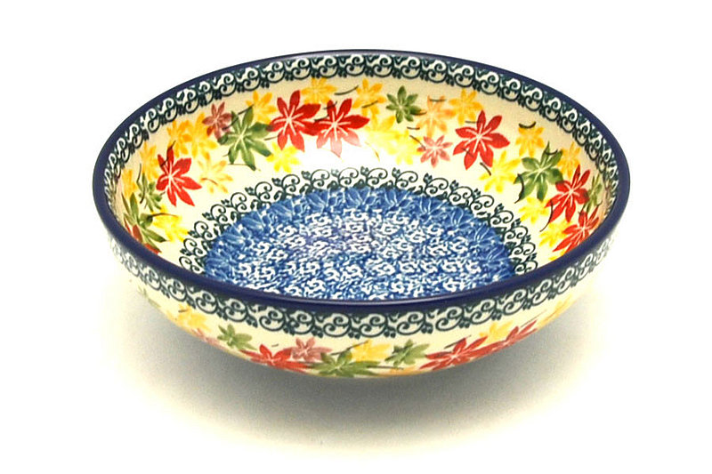 2 1/4"H x 6 3/4"W.
 Polish Pottery Bowl - Contemporary Salad - Maple Harvest B90-2533a (2 1/4"H x 6 3/4"W.
)
