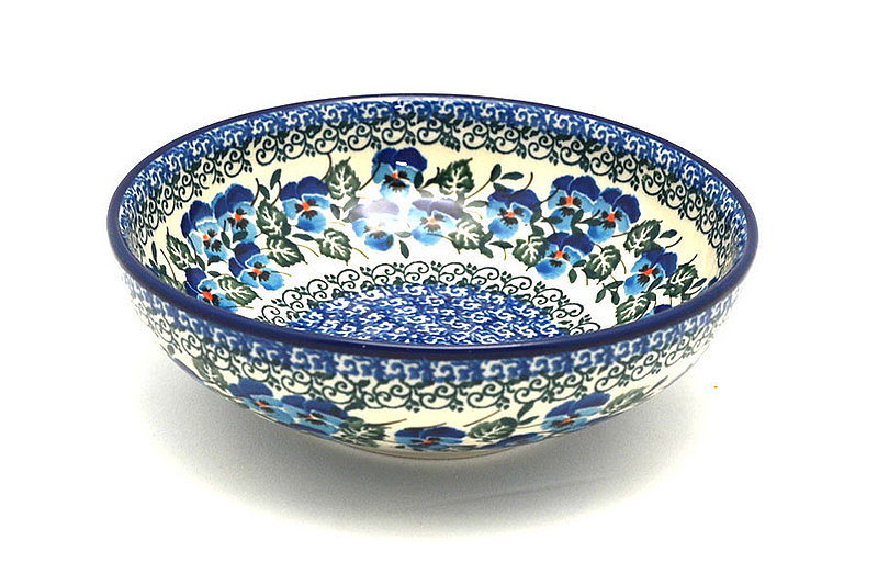 2 1/4"H x 6 3/4"W.
 Polish Pottery Bowl - Contemporary Salad - Winter Viola B90-2273a (2 1/4"H x 6 3/4"W.
)