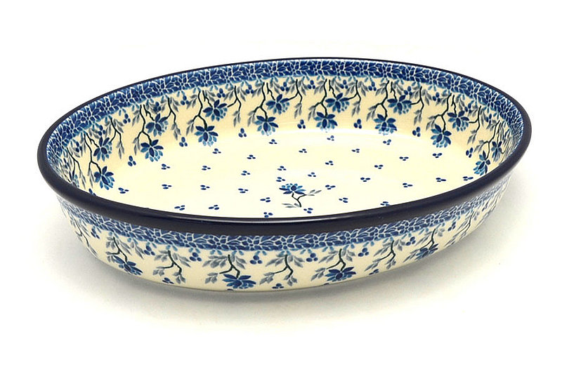 2 1/4"H x 7 1/2"W x 10 3/4"L.
 Polish Pottery Baker - Oval - Medium - Clover Field 298-2524a (2 1/4"H x 7 1/2"W x 10 3/4"L.
)