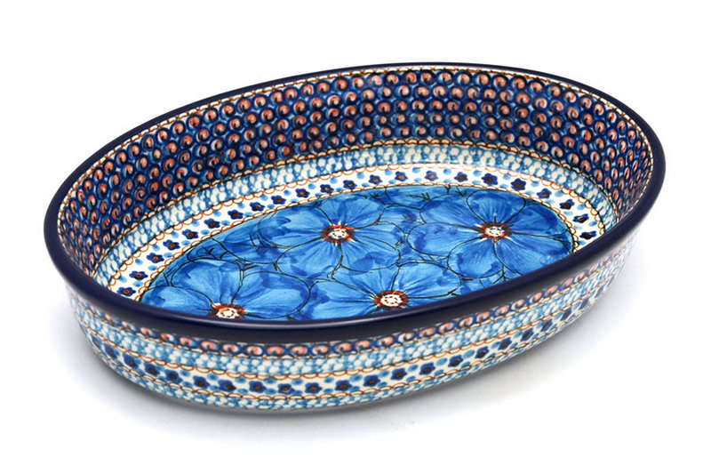 2 1/4"H x 7 1/2"W x 10 3/4"L
 Polish Pottery Baker - Oval - Medium - Unikat Signature U408C 298-U408C (2 1/4"H x 7 1/2"W x 10 3/4"L
)