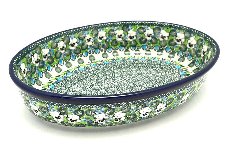 2 1/4"H x 7 1/2"W x 10 3/4"L
 Polish Pottery Baker - Oval - Medium - Unikat Signature U4795 298-U4795 (2 1/4"H x 7 1/2"W x 10 3/4"L
)