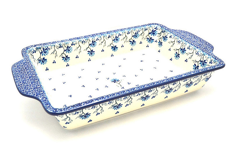 2 1/4"H x 7 1/2"W x 13"L
 Polish Pottery Baker - Rectangular with Tab Handles - 7 cups - Clover Field A59-2524a (2 1/4"H x 7 1/2"W x 13"L
)