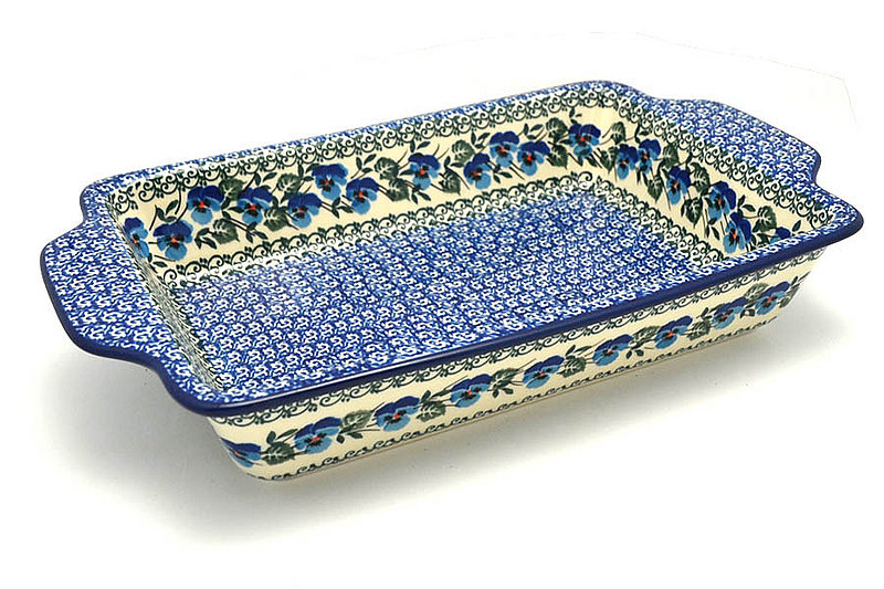 2 1/4"H x 7 1/2"W x 13"L
 Polish Pottery Baker - Rectangular with Tab Handles - 7 cups - Winter Viola A59-2273a (2 1/4"H x 7 1/2"W x 13"L
)