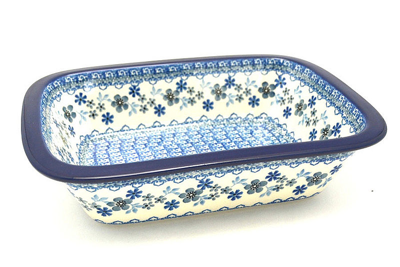 2 1/4"H x 7 1/8"W x 9 3/4"L
 Polish Pottery Baker - Rectangular with Grip Lip - Blue Horizon 162-2333a (2 1/4"H x 7 1/8"W x 9 3/4"L
)