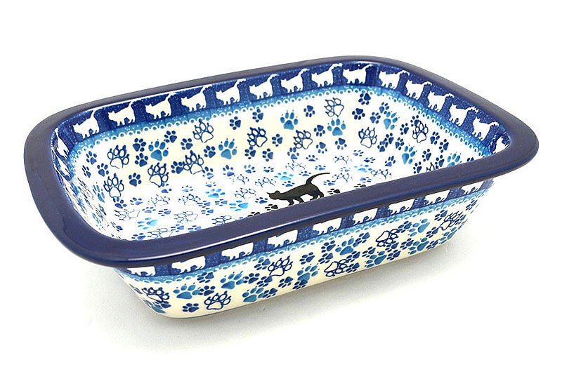 2 1/4"H x 7 1/8"W x 9 3/4"L
 Polish Pottery Baker - Rectangular with Grip Lip - Boo Boo Kitty 162-1771a (2 1/4"H x 7 1/8"W x 9 3/4"L
)