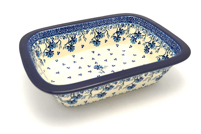 2 1/4"H x 7 1/8"W x 9 3/4"L
 Polish Pottery Baker - Rectangular with Grip Lip - Clover Field 162-2524a (2 1/4"H x 7 1/8"W x 9 3/4"L
)