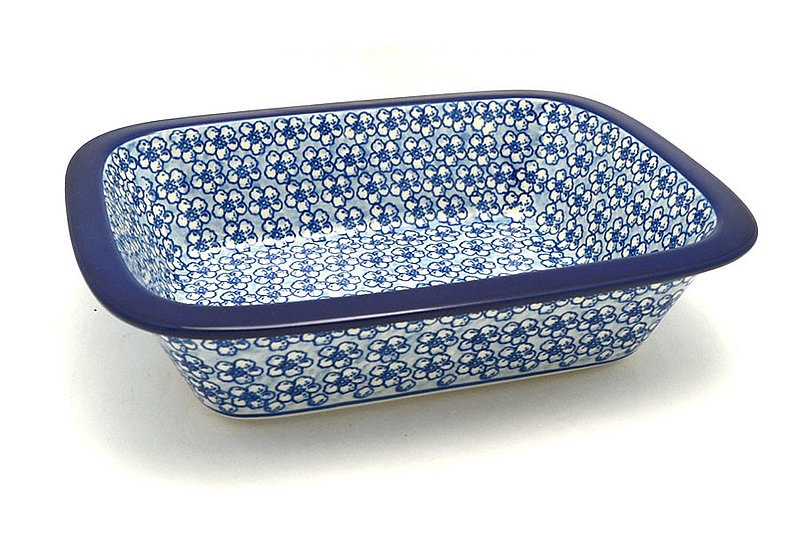2 1/4"H x 7 1/8"W x 9 3/4"L
 Polish Pottery Baker - Rectangular with Grip Lip - Daisy Flurry 162-2176a (2 1/4"H x 7 1/8"W x 9 3/4"L
)