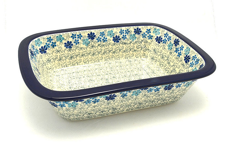 2 1/4"H x 7 1/8"W x 9 3/4"L
 Polish Pottery Baker - Rectangular with Grip Lip - Sea Blossom 162-2612a (2 1/4"H x 7 1/8"W x 9 3/4"L
)