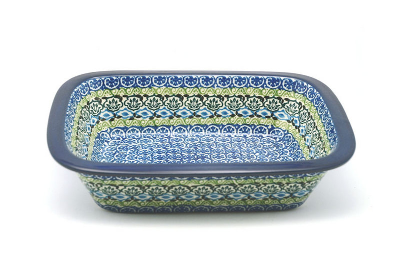 2 1/4"H x 7 1/8"W x 9 3/4"L
 Polish Pottery Baker - Rectangular with Grip Lip - Tranquility 162-1858a (2 1/4"H x 7 1/8"W x 9 3/4"L
)