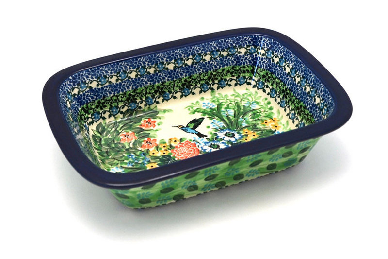 2 1/4"H x 7 1/8"W x 9 3/4"L
 Polish Pottery Baker - Rectangular with Grip Lip - Unikat Signature U3271 162-U3271 (2 1/4"H x 7 1/8"W x 9 3/4"L
)