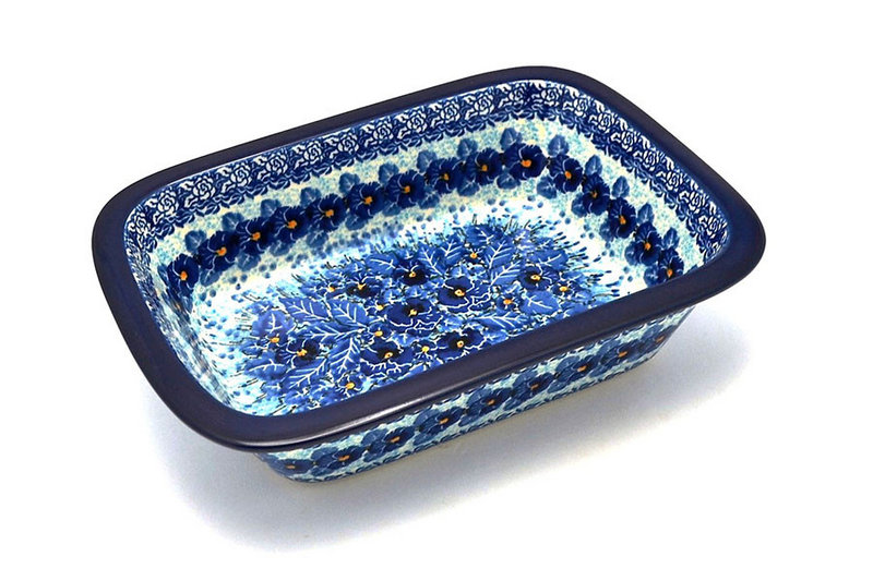 2 1/4"H x 7 1/8"W x 9 3/4"L
 Polish Pottery Baker - Rectangular with Grip Lip - Unikat Signature U3639 162-U3639 (2 1/4"H x 7 1/8"W x 9 3/4"L
)