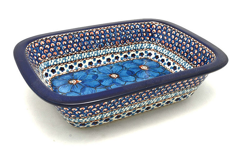 2 1/4"H x 7 1/8"W x 9 3/4"L
 Polish Pottery Baker - Rectangular with Grip Lip - Unikat Signature U408C 162-U408C (2 1/4"H x 7 1/8"W x 9 3/4"L
)