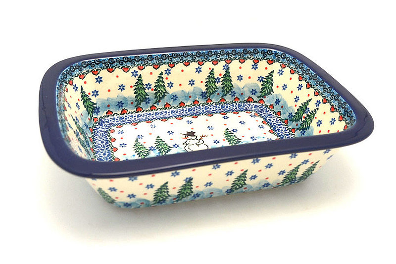 2 1/4"H x 7 1/8"W x 9 3/4"L
 Polish Pottery Baker - Rectangular with Grip Lip - Unikat Signature U4661 162-U4661 (2 1/4"H x 7 1/8"W x 9 3/4"L
)