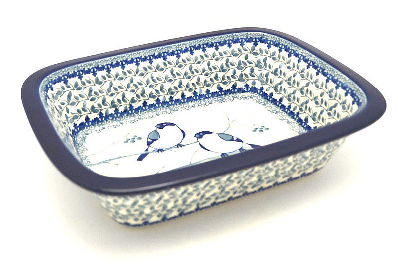 2 1/4"H x 7 1/8"W x 9 3/4"L
 Polish Pottery Baker - Rectangular with Grip Lip - Unikat Signature U4830 162-U4830 (2 1/4"H x 7 1/8"W x 9 3/4"L
)