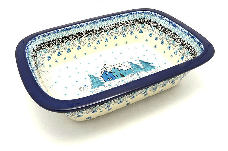 2 1/4"H x 7 1/8"W x 9 3/4"L
 Polish Pottery Baker - Rectangular with Grip Lip - Unikat Signature U5045 162-U5045 (2 1/4"H x 7 1/8"W x 9 3/4"L
)