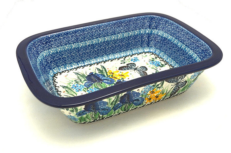 2 1/4"H x 7 1/8"W x 9 3/4"L
 Polish Pottery Baker - Rectangular with Grip Lip - Unikat Signature U5132 162-U5132 (2 1/4"H x 7 1/8"W x 9 3/4"L
)