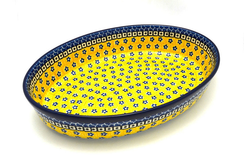 2 1/4"H x 8 1/2"W x 12"L
 Polish Pottery Baker - Oval - Large - Sunburst 297-859a (2 1/4"H x 8 1/2"W x 12"L
)