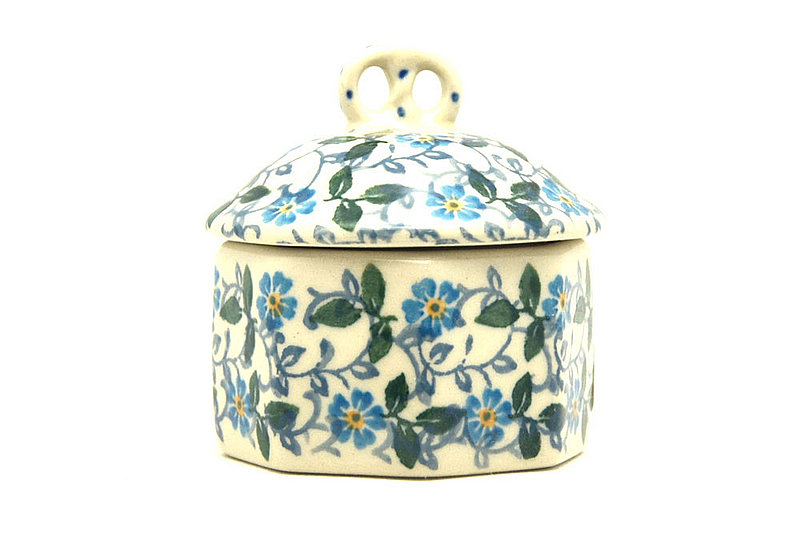 2 3/4"H x 2 3/4"W.
 Polish Pottery Trinket Box - Forget-Me-Knot 110-2089a (2 3/4"H x 2 3/4"W.
)