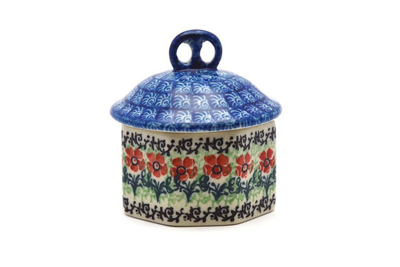 2 3/4"H x 2 3/4"W.
 Polish Pottery Trinket Box - Maraschino 110-1916a (2 3/4"H x 2 3/4"W.
)