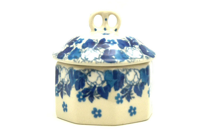 2 3/4"H x 2 3/4"W.
 Polish Pottery Trinket Box - White Poppy 110-2222a (2 3/4"H x 2 3/4"W.
)