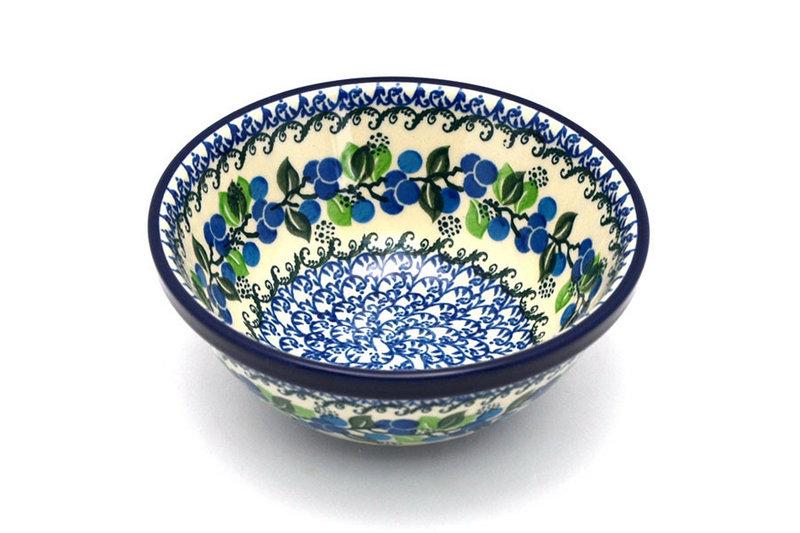 2 3/4"H x 6 1/2"W
 Polish Pottery Bowl - Medium Nesting (6 1/2") - Blue Berries 058-1416a (2 3/4"H x 6 1/2"W
)