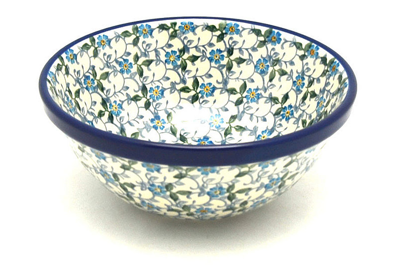 2 3/4"H x 6 1/2"W
 Polish Pottery Bowl - Medium Nesting (6 1/2") - Forget-Me-Knot 058-2089a (2 3/4"H x 6 1/2"W
)