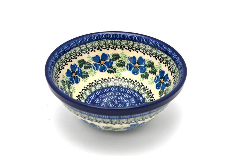 2 3/4"H x 6 1/2"W
 Polish Pottery Bowl - Medium Nesting (6 1/2") - Morning Glory 058-1915a (2 3/4"H x 6 1/2"W
)