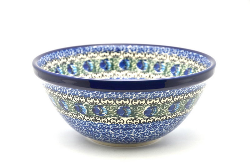 2 3/4"H x 6 1/2"W
 Polish Pottery Bowl - Medium Nesting (6 1/2") - Peacock Feather 058-1513a (2 3/4"H x 6 1/2"W
)