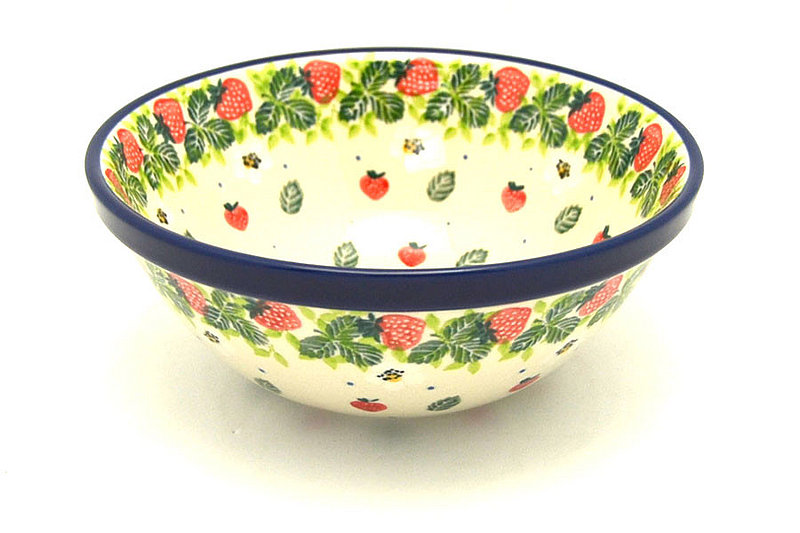 2 3/4"H x 6 1/2"W
 Polish Pottery Bowl - Medium Nesting (6 1/2") - Strawberry Field 058-2709a (2 3/4"H x 6 1/2"W
)
