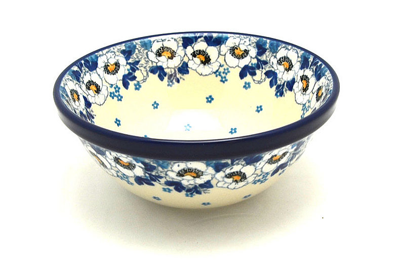 2 3/4"H x 6 1/2"W
 Polish Pottery Bowl - Medium Nesting (6 1/2") - White Poppy 058-2222a (2 3/4"H x 6 1/2"W
)