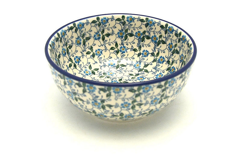 2 3/4"H x 6 1/4"W
 Polish Pottery Bowl - Coupe Cereal - Forget-Me-Knot C38-2089a (2 3/4"H x 6 1/4"W
)