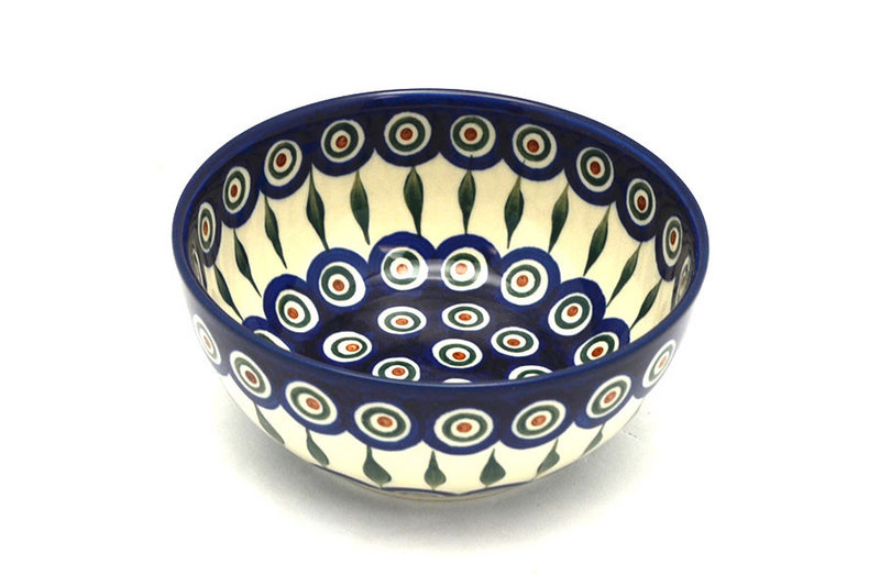 2 3/4"H x 6 1/4"W
 Polish Pottery Bowl - Coupe Cereal - Peacock C38-054a (2 3/4"H x 6 1/4"W
)