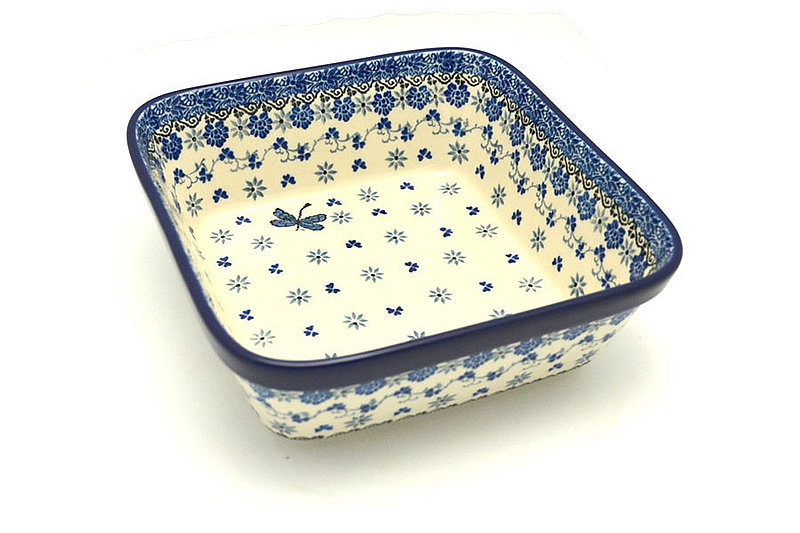 2 3/4"H x 7 3/4"W x 7 3/4"L
 Polish Pottery Baker - Square - Dragonfly 430-2009a (2 3/4"H x 7 3/4"W x 7 3/4"L
)