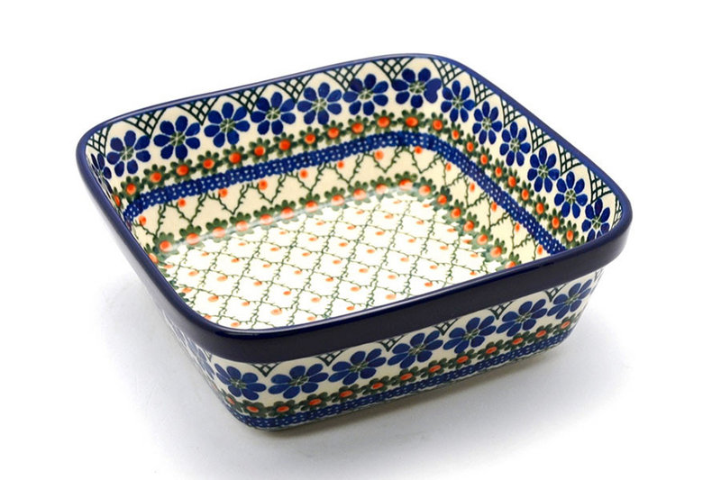 2 3/4"H x 7 3/4"W x 7 3/4"L
 Polish Pottery Baker - Square - Primrose 430-854a (2 3/4"H x 7 3/4"W x 7 3/4"L
)