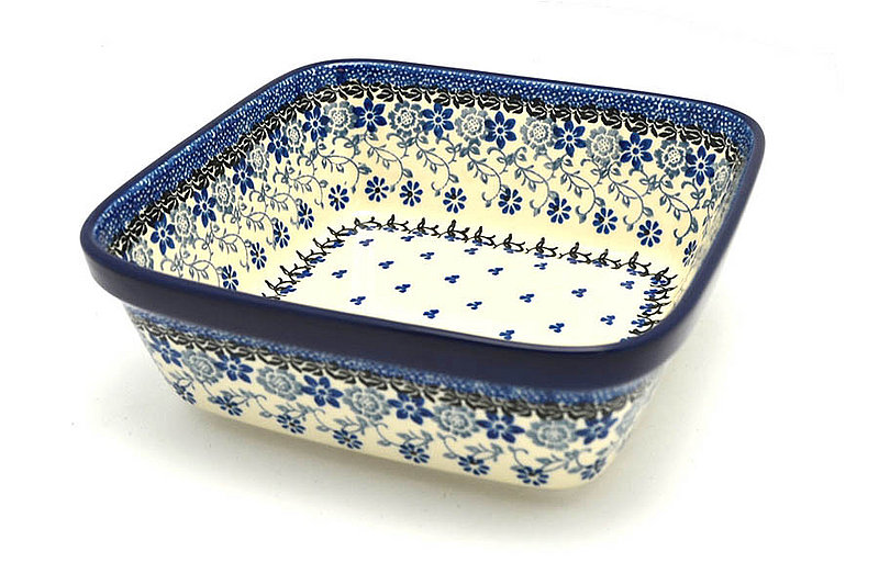 2 3/4"H x 7 3/4"W x 7 3/4"L
 Polish Pottery Baker - Square - Silver Lace 430-2158a (2 3/4"H x 7 3/4"W x 7 3/4"L
)