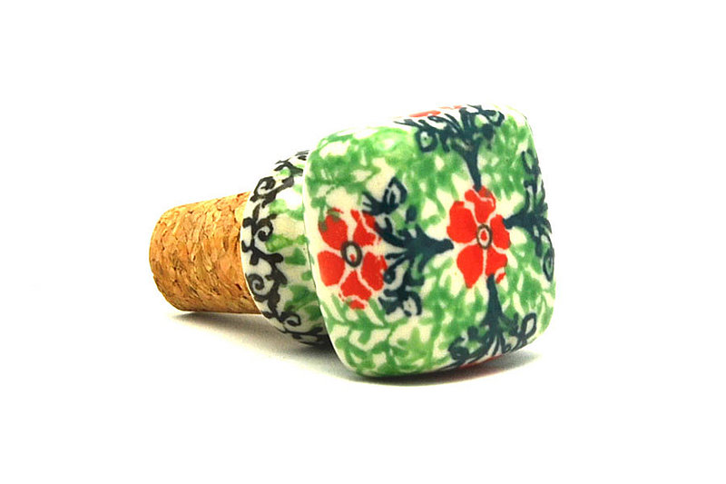 2 3/8"H x 1 3/8"W
 Polish Pottery Wine Stopper - Maraschino 832-1916a (2 3/8"H x  1 3/8"W
)