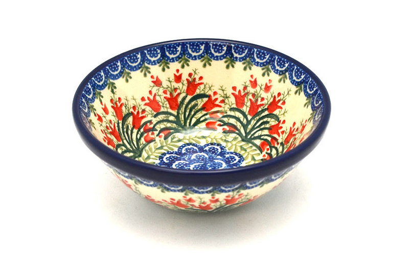 2 3/8"H x 5 1/2"W
 Polish Pottery Bowl - Small Nesting (5 1/2") - Crimson Bells 059-1437a (2 3/8"H x 5 1/2"W
)