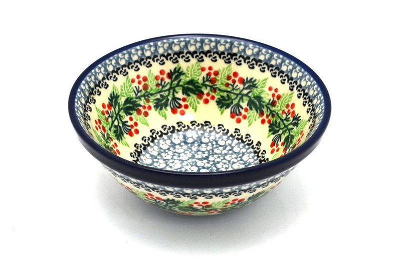 2 3/8"H x 5 1/2"W
 Polish Pottery Bowl - Small Nesting (5 1/2") - Holly Berry 059-1734a (2 3/8"H x 5 1/2"W
)